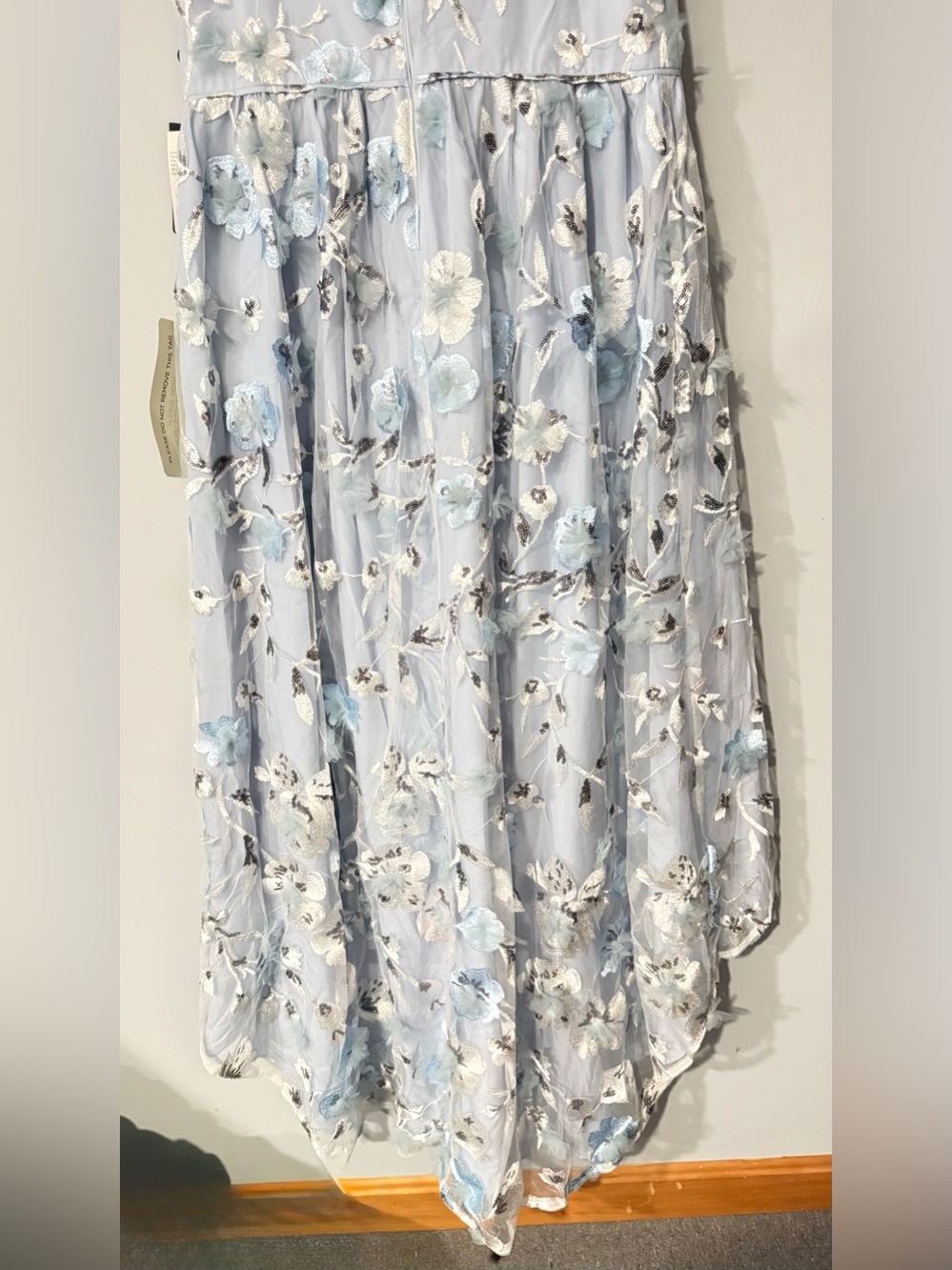 Adrianna Papell Light Blue Floral Embroidered & Sequin Cocktail Dress NWT US 14 - Picture 7 of 8